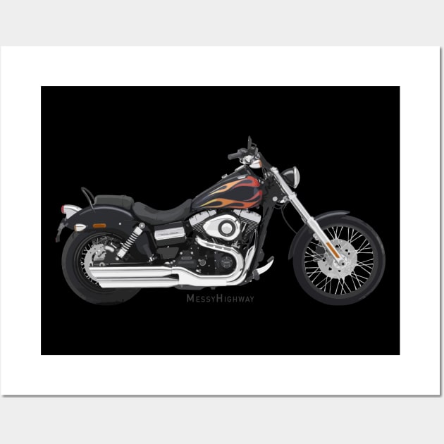 Harley Dyna Wide Glide, flames s Wall Art by MessyHighway